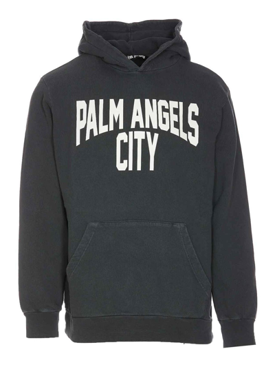 Shop Palm Angels Pa City Washed Hoodie In Grey