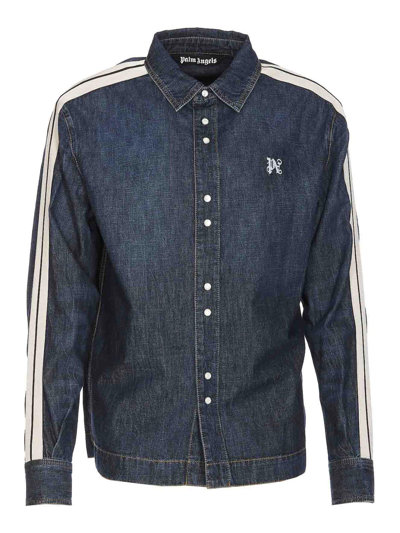 Palm Angels Monogram Track Denim Jacket In Black