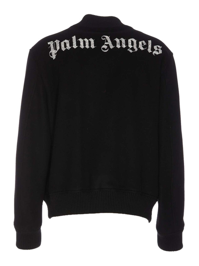 Shop Palm Angels Monogram Varsity Bomber In Black