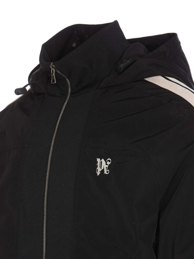 Palm Angels Nylon Blend Windbreaker With Ribbed Cuffs And Stand Collar In Black