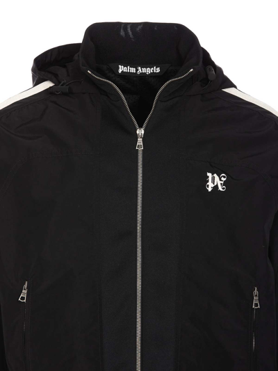 Palm Angels Nylon Blend Windbreaker With Ribbed Cuffs And Stand Collar In Black