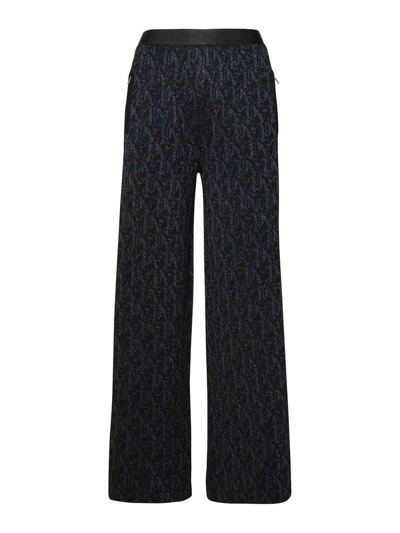 Palm Angels Monogram-jacquard Side Stripe Detailed Trousers In Black