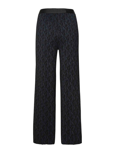 Palm Angels Monogram-jacquard Side Stripe Detailed Trousers In Black