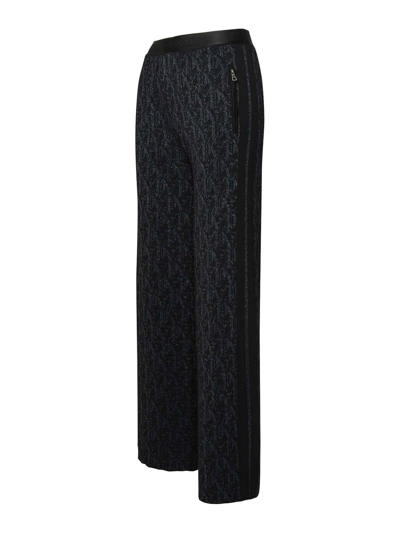 Palm Angels Monogram-jacquard Side Stripe Detailed Trousers In Black