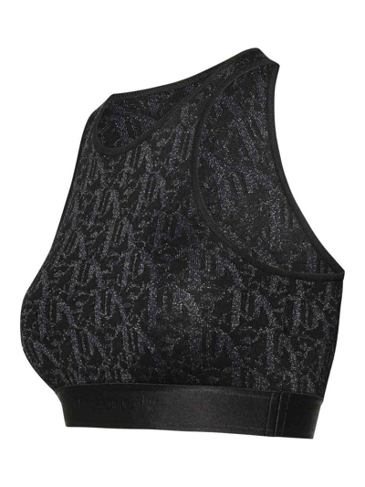 Palm Angels Monogram Jacquard Cropped Top In Negro