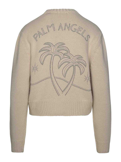 Shop Palm Angels Monogrammed T-shirt In Cream