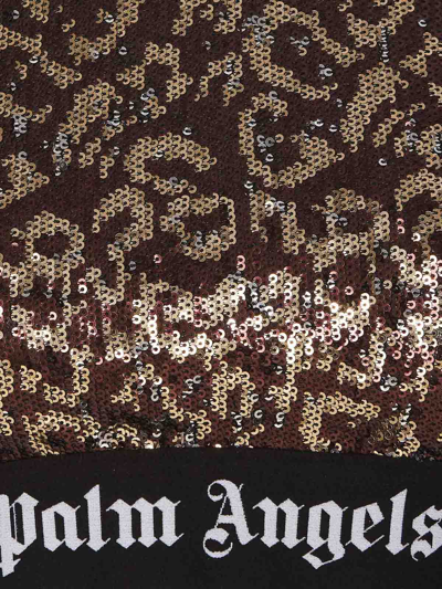 Palm Angels Women's Sequined Top | Size Medium | Pwab038 In Brown