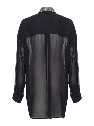 Pinko Rhinestone-embellished Georgette Shirt In Black