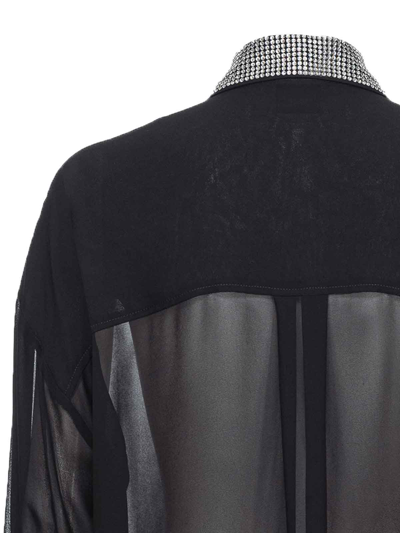 Pinko Rhinestone-embellished Georgette Shirt In Black