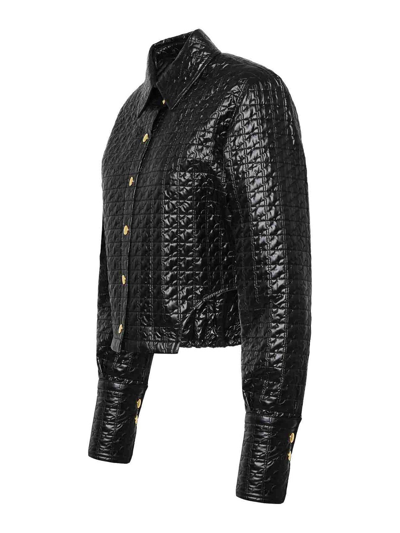Patou Quilted Cropped Bomber Jacket In Black