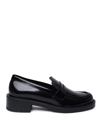 Shop Stuart Weitzman Leather Loafers In Black