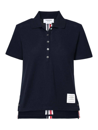 Thom Browne Cotton Pique Polo Shirt Dress In Dark Blue