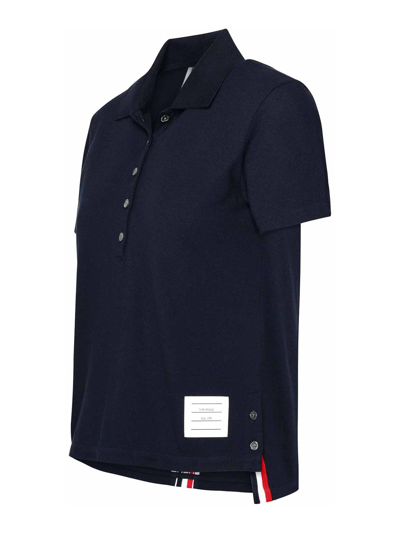 Thom Browne Cotton Pique Polo Shirt Dress In Dark Blue