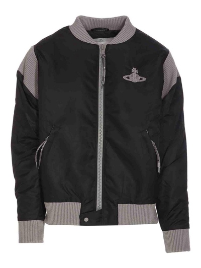 Vivienne Westwood Bomber Jacket With Logo In Black