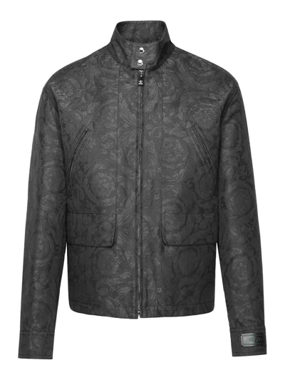 Shop Versace Baroque Jacket In Grey