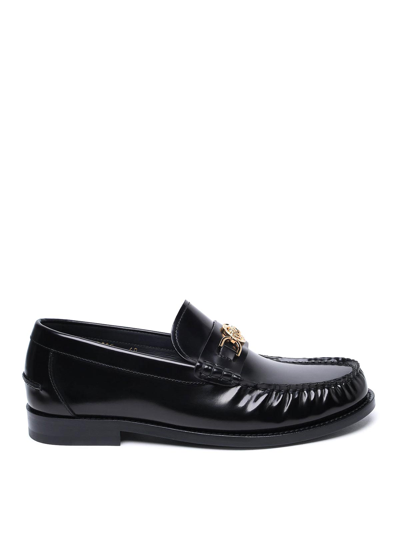 Versace Horsebit-embellished Patent-leather Loafers In Black