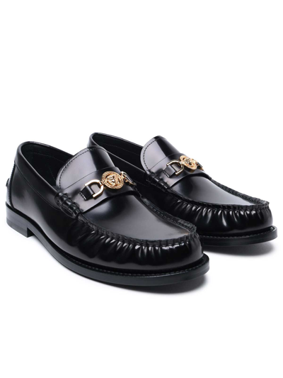 Shop Versace Gold Medusa Loafers In Black