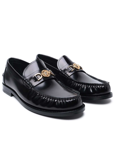 Versace Horsebit-embellished Patent-leather Loafers In Black