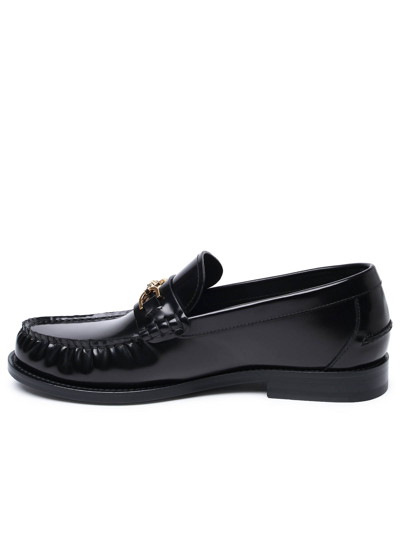 Versace Horsebit-embellished Patent-leather Loafers In Black
