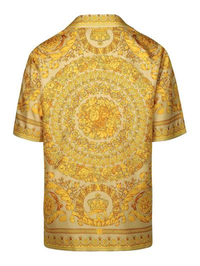 Shop Versace Baroque S/s Shirt In Gold