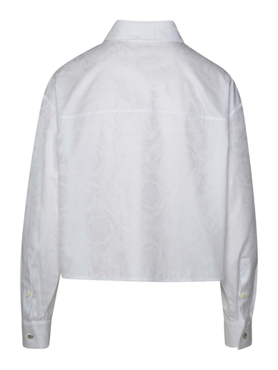 Shop Versace Cropped Shirt In Blanco
