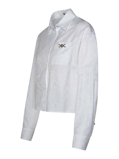 Shop Versace Cropped Shirt In Blanco