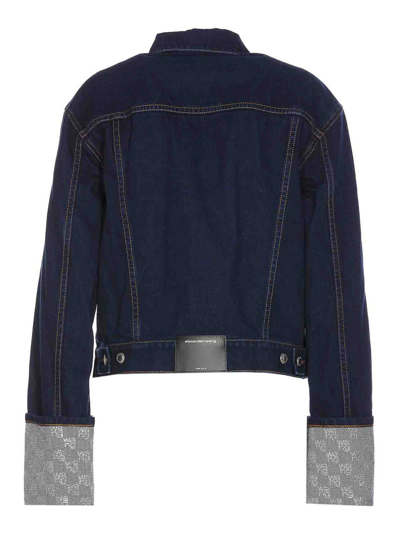 Shop Alexander Wang Crystal Denim Jacket In Blue