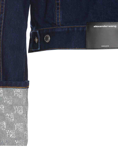 Shop Alexander Wang Crystal Denim Jacket In Blue