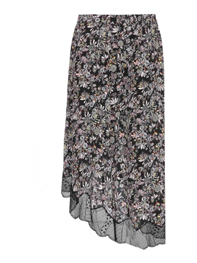 Zadig & Voltaire Zadig&voltaire Black Multicolour Silk Skirt In Black