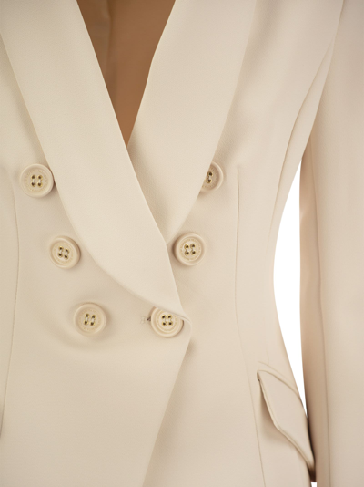 Shop Elisabetta Franchi Double Breasted Crepe Jacket With Shawl Lapels