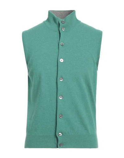 Shop Della Ciana Man Cardigan Light Green Size 46 Merino Wool, Cashmere