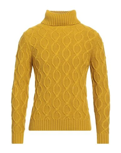 Shop Svevo Man Turtleneck Mustard Size 38 Cashmere In Yellow