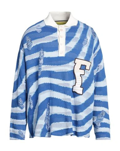 Shop 87 Avril 90 Man Sweater Azure Size L Cotton In Blue