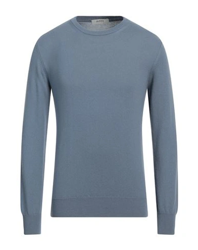 Shop Alpha Studio Man Sweater Pastel Blue Size 44 Cashmere