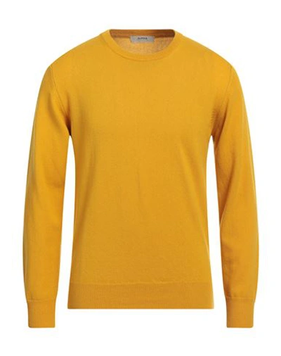 Shop Alpha Studio Man Sweater Ocher Size 44 Cashmere In Yellow