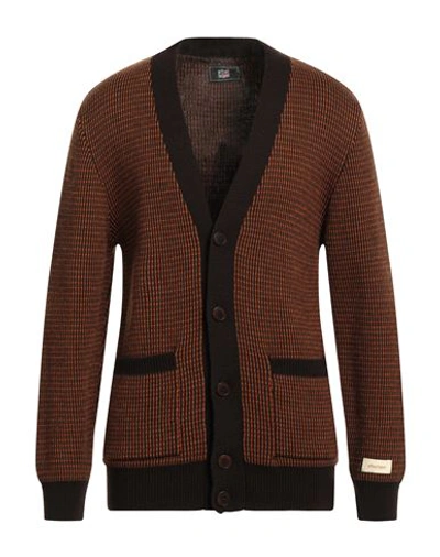 Shop Afterlabel After/label Man Cardigan Cocoa Size M Virgin Wool, Acrylic In Brown