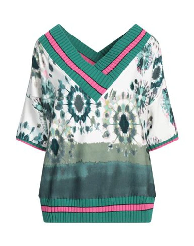 Shop Twinset Woman Sweatshirt Green Size S Viscose, Cotton, Elastane, Metallic Fiber