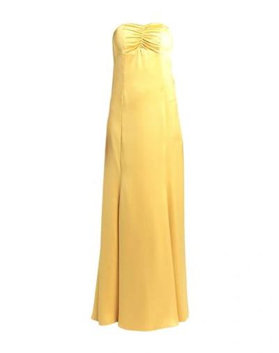 Shop Actualee Woman Maxi Dress Ocher Size 10 Polyester In Yellow