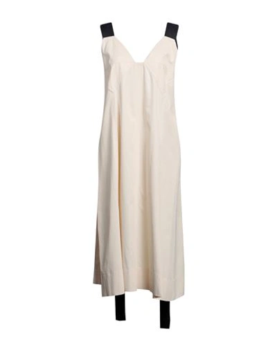 Shop Plan C Woman Midi Dress Cream Size 6 Viscose, Cotton In White