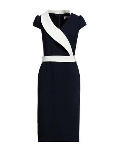 Shop Luis Civit Woman Midi Dress Midnight Blue Size 8 Polyester, Polyurethane