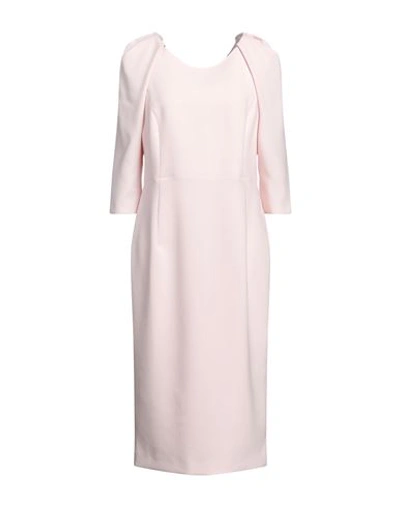 Luis Civit Woman Midi Dress Light Pink Size 10 Polyester, Polyurethane In Pink