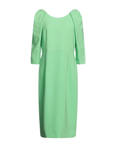 Luis Civit Woman Midi Dress Green Size 14 Polyester, Polyurethane In Green
