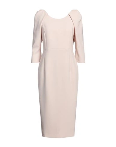 Shop Luis Civit Woman Midi Dress Beige Size 12 Polyester, Polyurethane