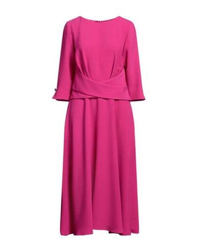 Shop Luis Civit Woman Midi Dress Fuchsia Size 10 Polyester, Polyurethane In Pink