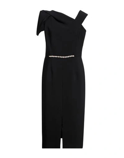 Shop Luis Civit Woman Midi Dress Black Size 12 Polyester, Polyurethane