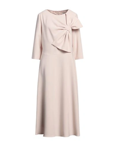 Shop Luis Civit Woman Midi Dress Beige Size 16 Polyester, Polyurethane