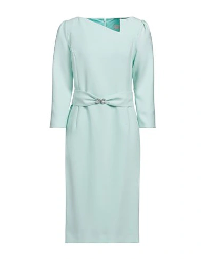 Luis Civit Woman Midi Dress Light Green Size 8 Polyester, Polyurethane In Green