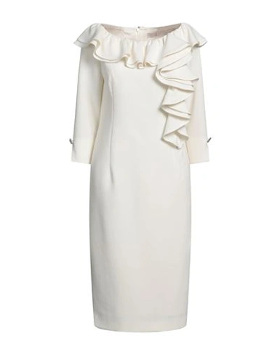 Shop Luis Civit Woman Midi Dress Cream Size 8 Polyester, Polyurethane In White