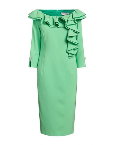 Shop Luis Civit Woman Midi Dress Green Size 14 Polyester, Polyurethane