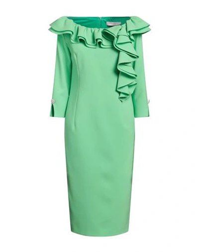 Luis Civit Woman Midi Dress Green Size 8 Polyester, Polyurethane In Green
